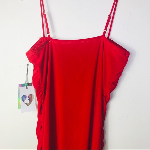IRIS LA Red Spandex dress, Spaghetti straps, SIZE: LARGE - Picture 5 of 8